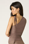 One Shoulder Asymetrical Top In Mocha