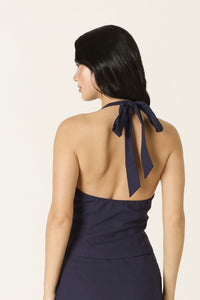 Plunging Halter Top in Navy