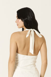 Plunging Halter Top in White