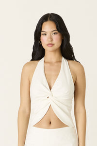 Plunging Halter Top in White