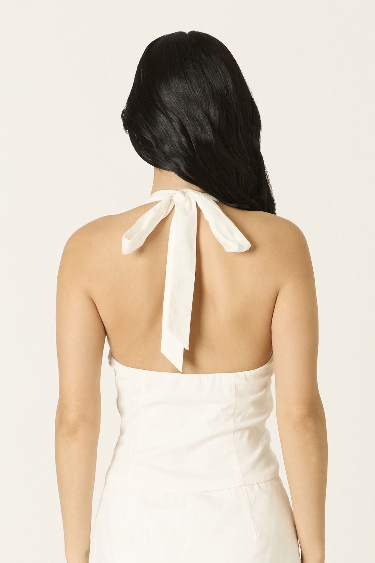 Plunging Halter Top in White