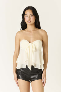 Paloma Chiffon Strapless Ruffle Babydoll Top in Ivory