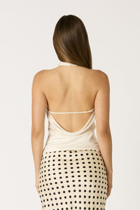 Midnight Cowl Neck Halter Top in Cream