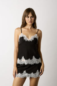 Noelle Satin Floral Lace Trim Bow Cami Top