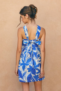 Isles Blue Printed Mini Halter Dress
