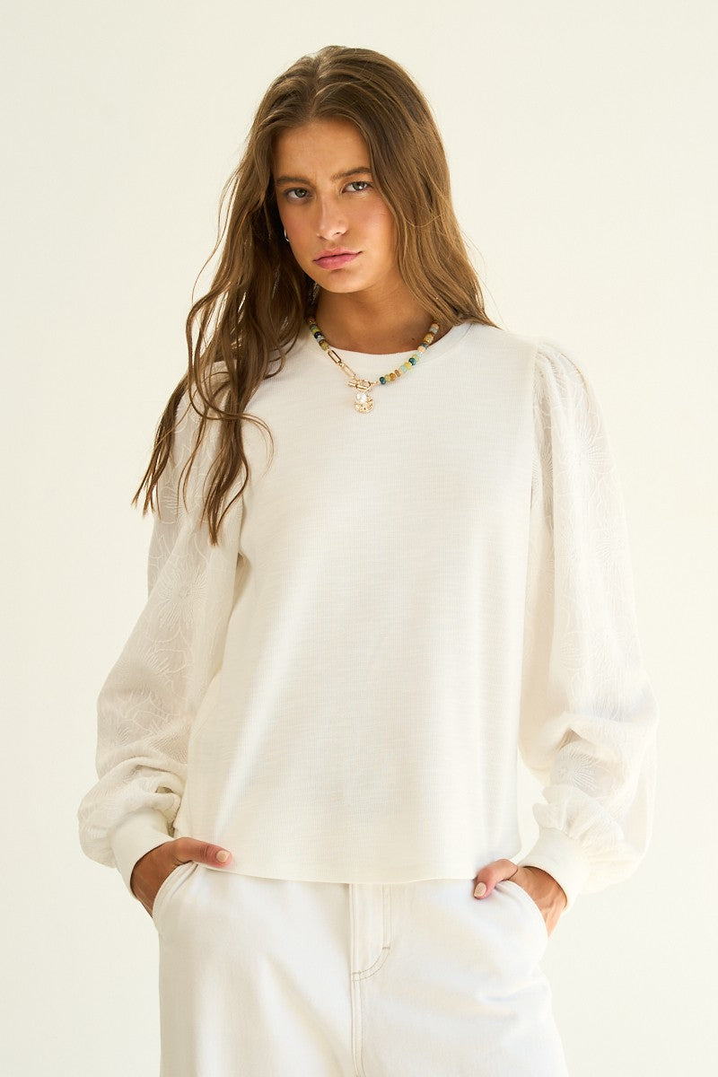 Floral Embroidered Sleeve Sweatshirt