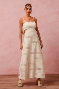 Aryn Geometric Shape Eyelet Lace  Maxi Dress