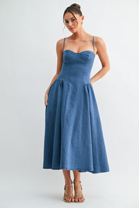 Denim Corset Midi Dress