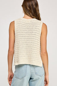 Sleeveless Sweater Knit Top Ecru