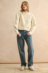 Tyler Scalloped Cream Puff Sleeve Sweater