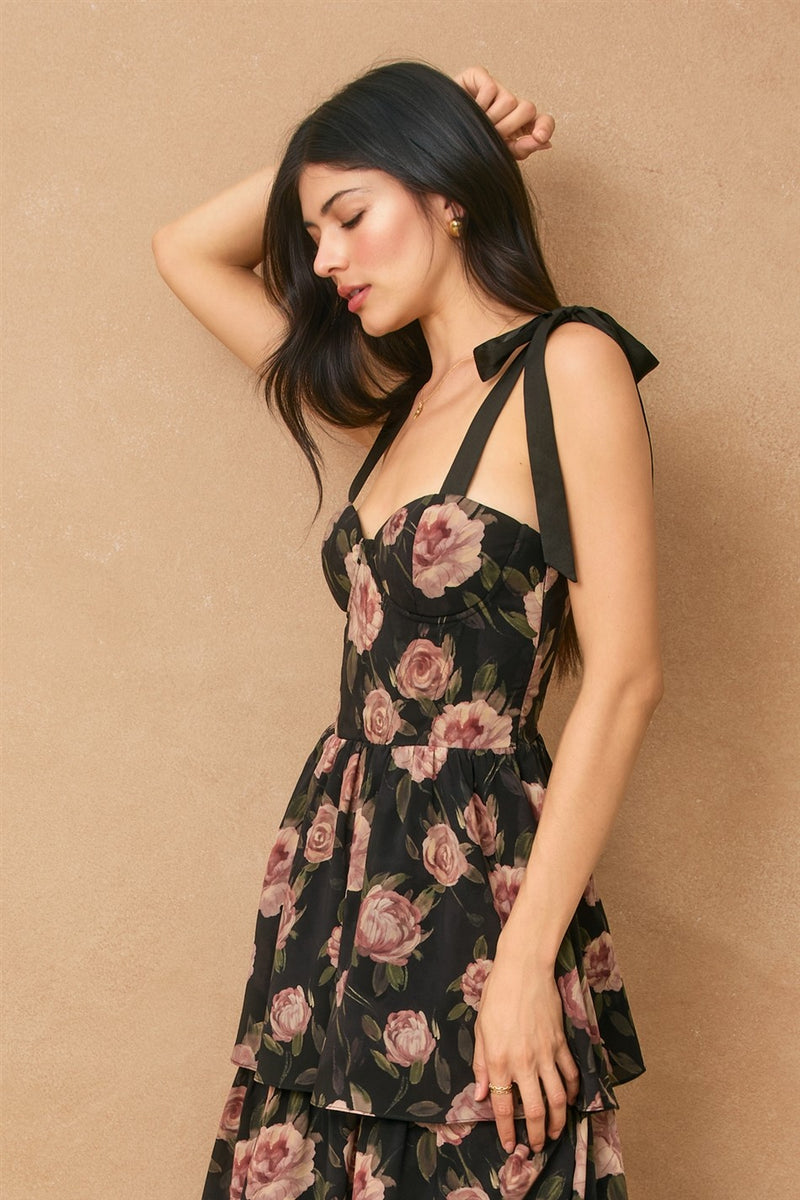 Bed of Roses Maxi Dress with Corset