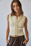 All Natural Button Front Sweater Vest
