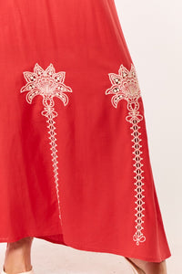 Palm Tree Detail Red Dress