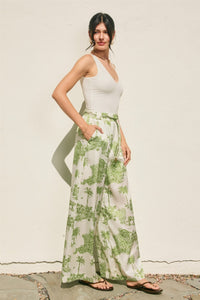 Jungle Print Wide Leg Pants