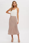 Satin Midi Skirt in Mushroom