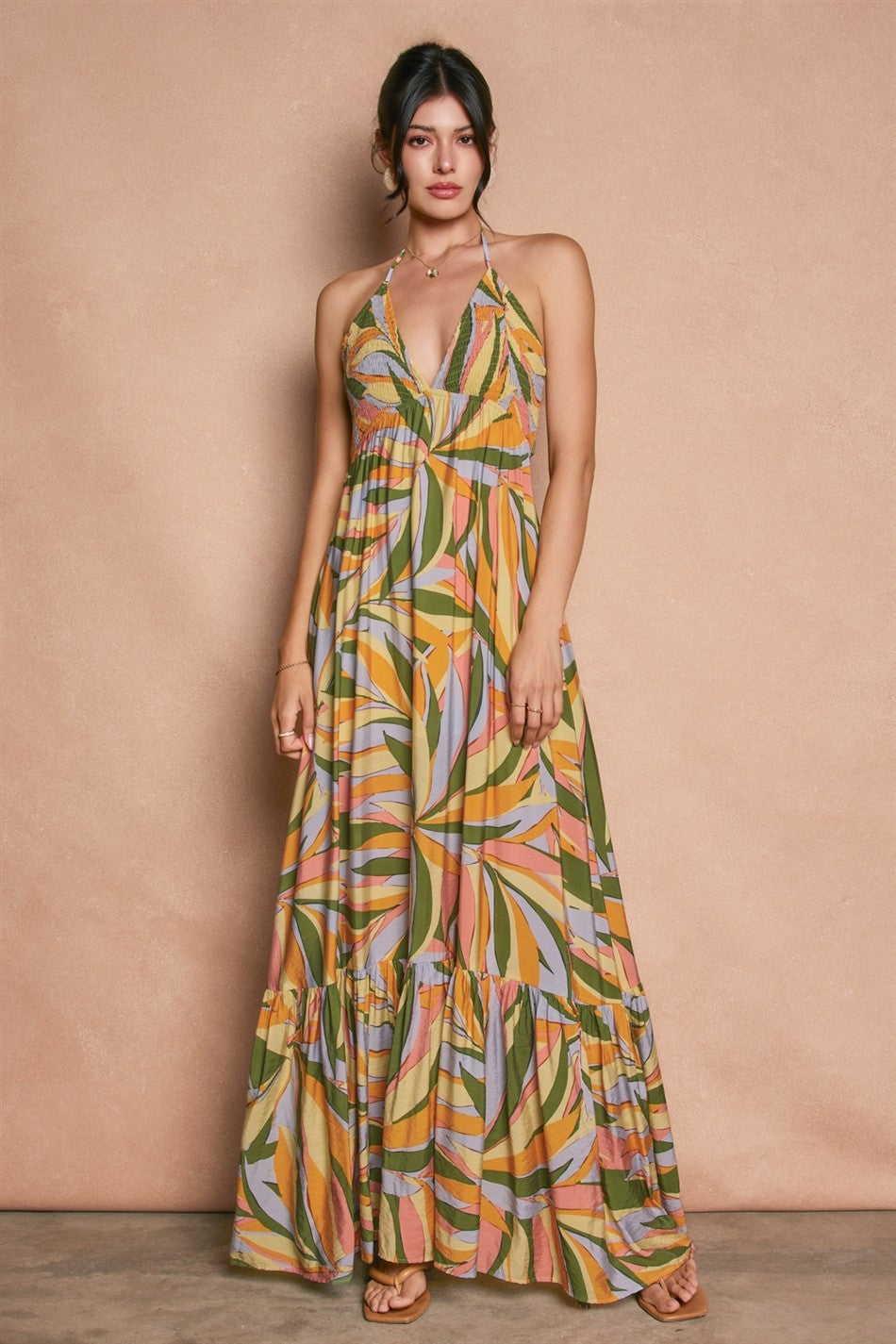 Coco Print Halter Maxi Dress