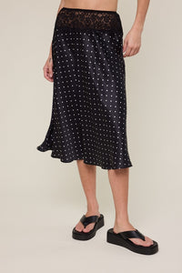 Polka Dot Satin Skirt