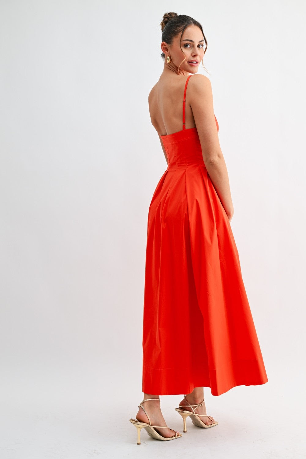 Tomato Red Corset Midi Dress XSMALL / Red