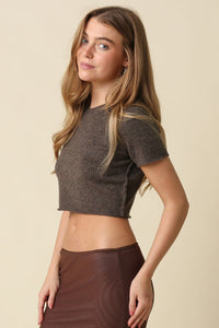Capri Knit Crop Tee in Chocolate