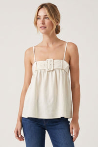 Arabella Buckle Detail Sleeveless Top in Ivory