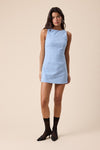 Boat Neck Inside Shorts Micro Mini Dress in Baby Blue