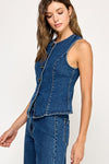 Fitted Button Denim Top