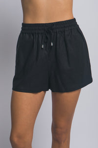 Linen & Libre Drawstring Shorts in Black
