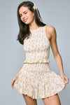 Ditsy Floral Smock Top & Mini Skort Set in Yellow