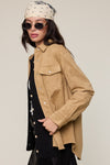 Button Down Vegan Suede Jacket