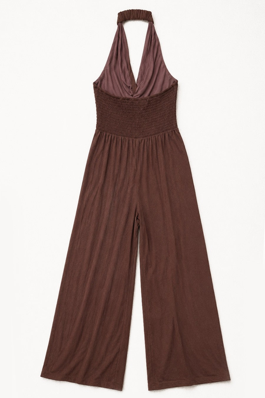 Miró Abstract Print Halter Jumpsuit in Chocolate