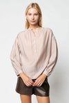 Long Sleeve Half Button Front Blouse