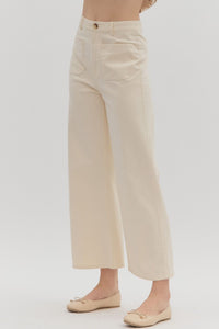 Pocket Front Crop Pant in Ecru