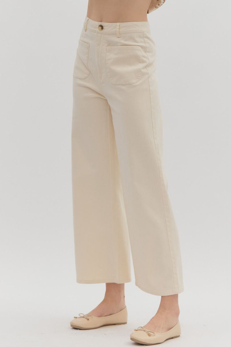 Pocket Front Crop Pant in Ecru