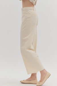 Pocket Front Crop Pant in Ecru