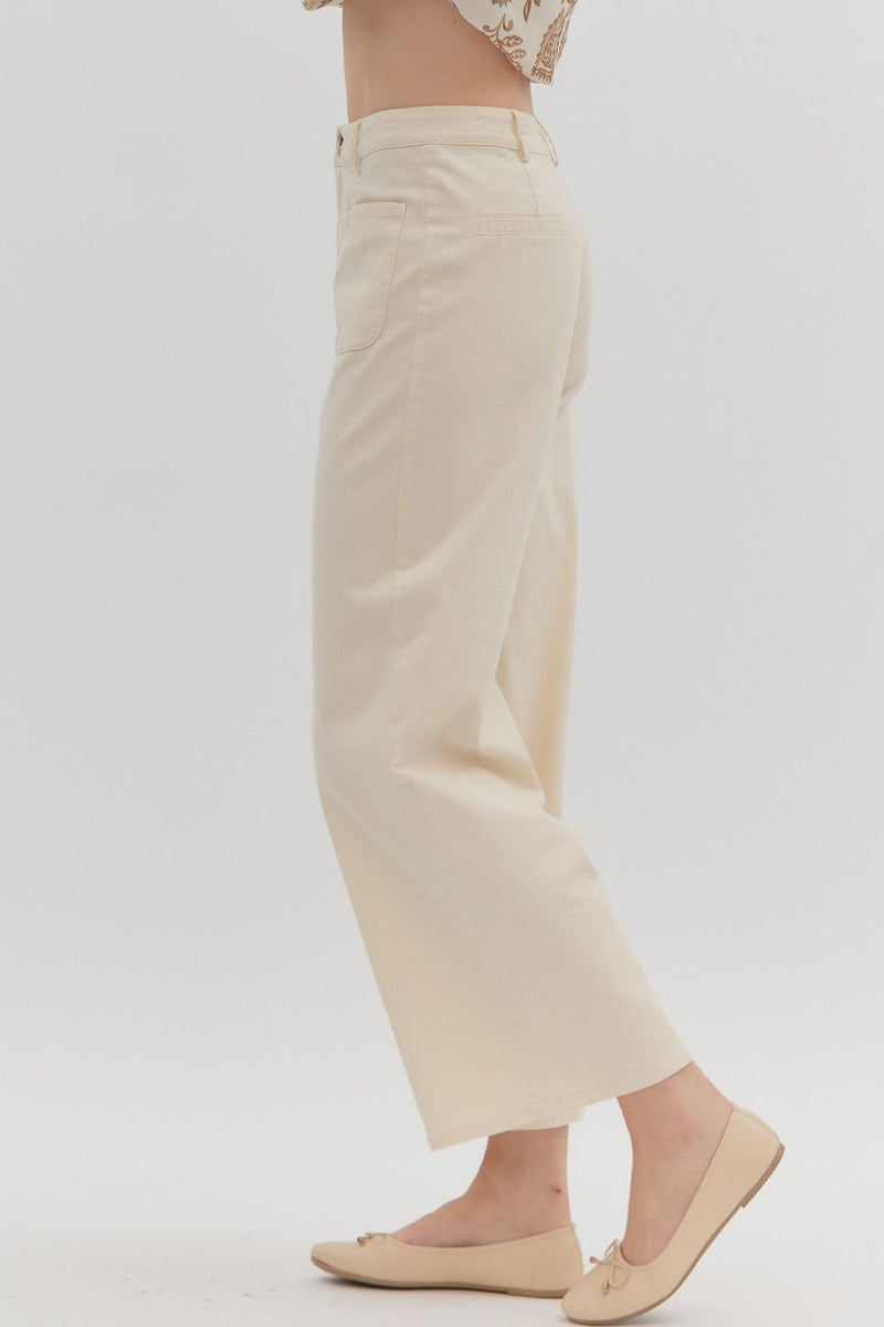 Pocket Front Crop Pant in Ecru