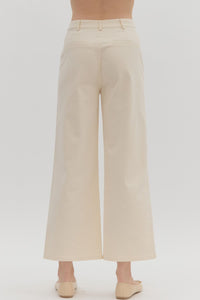 Pocket Front Crop Pant in Ecru