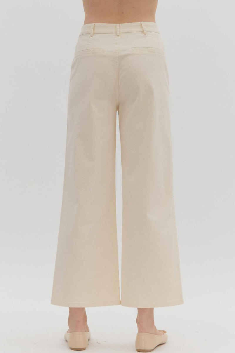 Pocket Front Crop Pant in Ecru