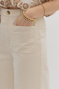 Pocket Front Crop Pant in Ecru