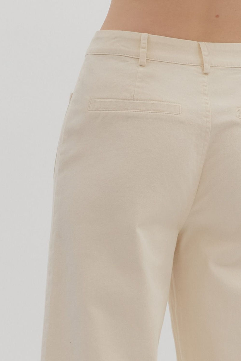 Pocket Front Crop Pant in Ecru