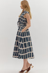 Abstract Print Midi in Navy
