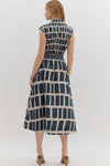 Abstract Print Midi in Navy
