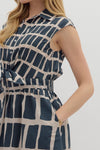 Abstract Print Midi in Navy
