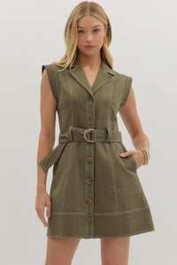 Olive You Button Front Mini Dress