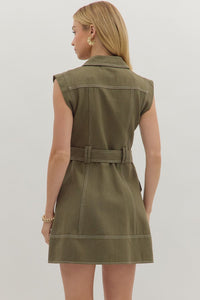 Olive You Button Front Mini Dress