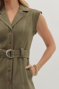 Olive You Button Front Mini Dress