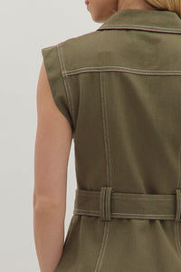 Olive You Button Front Mini Dress