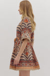 Seasons Button Front Mini Dress