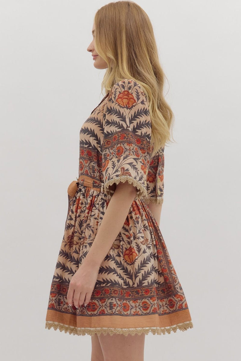 Seasons Button Front Mini Dress
