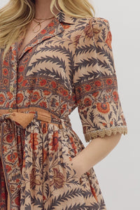 Seasons Button Front Mini Dress