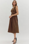 My Way Zip Front Midi Dress in Chocolate